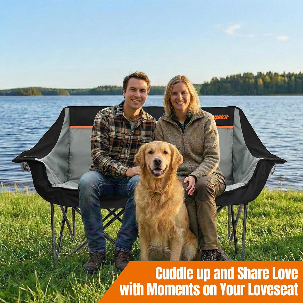 2 Person Camping Chair, Heavy Duty 650LBS Padded Loveseat for Couples & P...