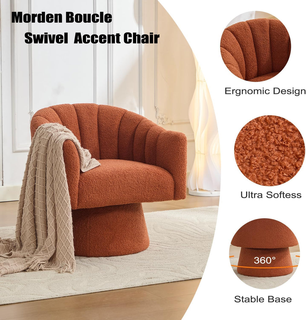 Senyar Swivel Accent Chair, Modern Teddy Barrel Chair for Living Room | Cozy ...