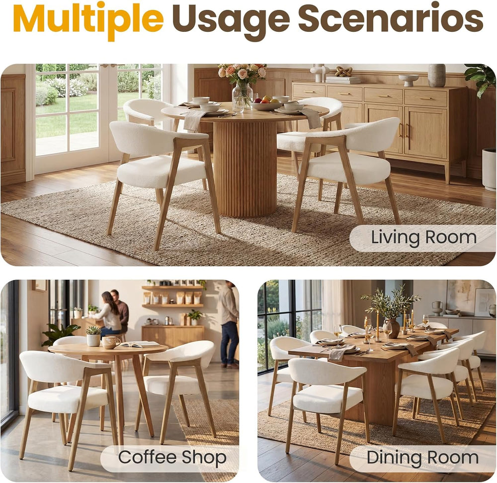 CIMOTA Upholstered Dining Chairs with Arms Set of 2, Mid Century Modern Kitch...