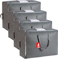 105L Extra Large Storage Bags for Blankets, King Comforters, Bedding, Clothes, Pillows, Sheets - Closet Organizers and Storage with 4 Handles & Clear Window, Foldable & Breathable (Grey, 4pack)
