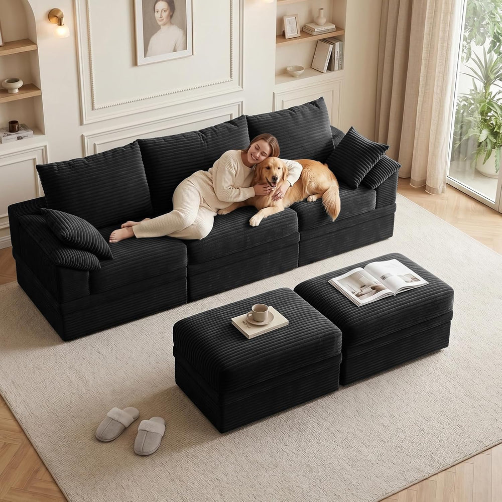 107" Modular Sectional Sofa Couch with Storage,U-Shape 3 Seat Comfy Mode...
