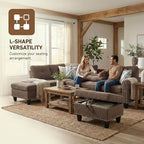 3-Piece L-Shaped Modular Sofa – Convertible Sectional Couch with Movable Chaise & Storage Ottoman, Multi-Scene Use for Living Room, Apartment & Office, Dark Brown