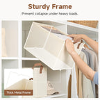 StorageWorks Storage Bins, Shelves Baskets for Organizing, Large Fabric Closet Organizers with Handles, Metal Frame, Beige（Texture）, 2-Pack