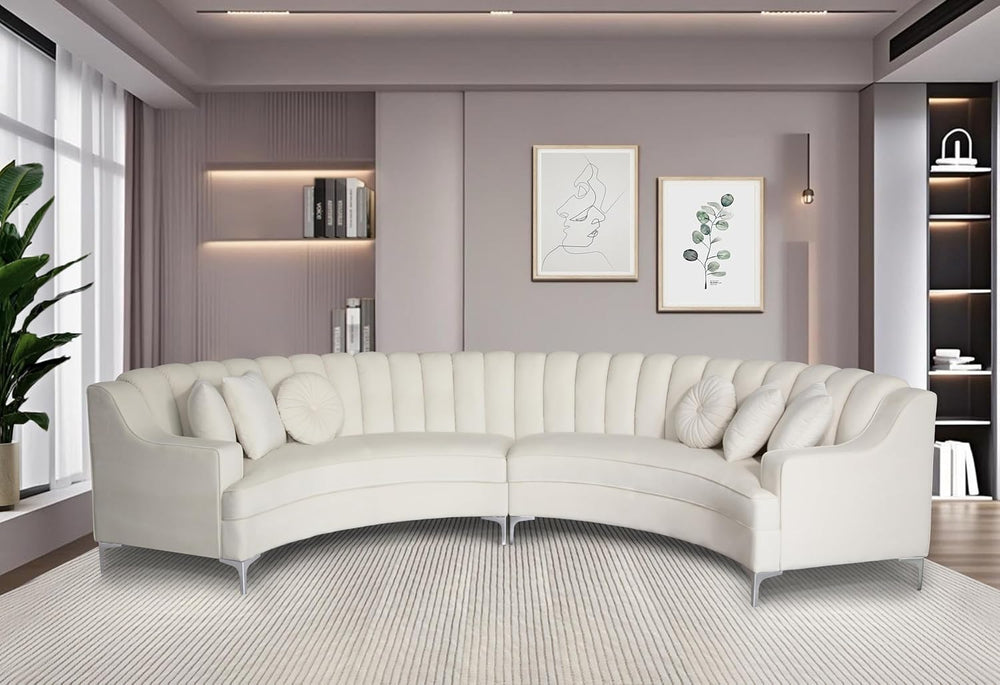 Legend Vansen Semicircle Modular Curved Velvet Sectional Sofa,141.34”Oversize...