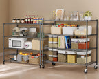 Himimi 4 Tier Wire Shelving with Wheels Heavy Duty Height Adjustable Metal Shelves for Storage, Commercial Grade Steel Utility Wire Rack for Kitchen Garage Pantry Organization-24×48×72, Black