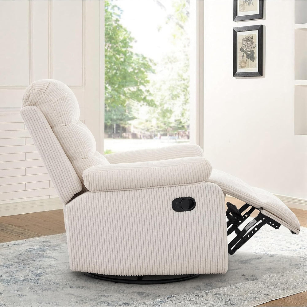 Rocking Recliner Chair,Modern Swivel Glider Recliner Chair,Corduroy Fabric Up...