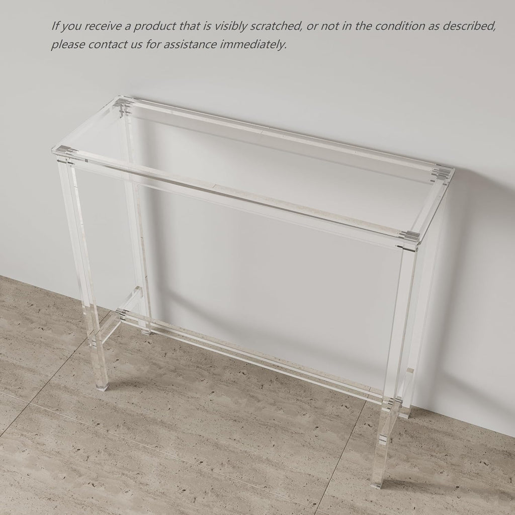 Sumerflos Acrylic Counter Height Table - 39" Clear Bar Table Rectangular High Top Pub Table Kitchen & Dining & Living Room, Indoor & Outdoor Sturdy and Durable, Easy to Assmble