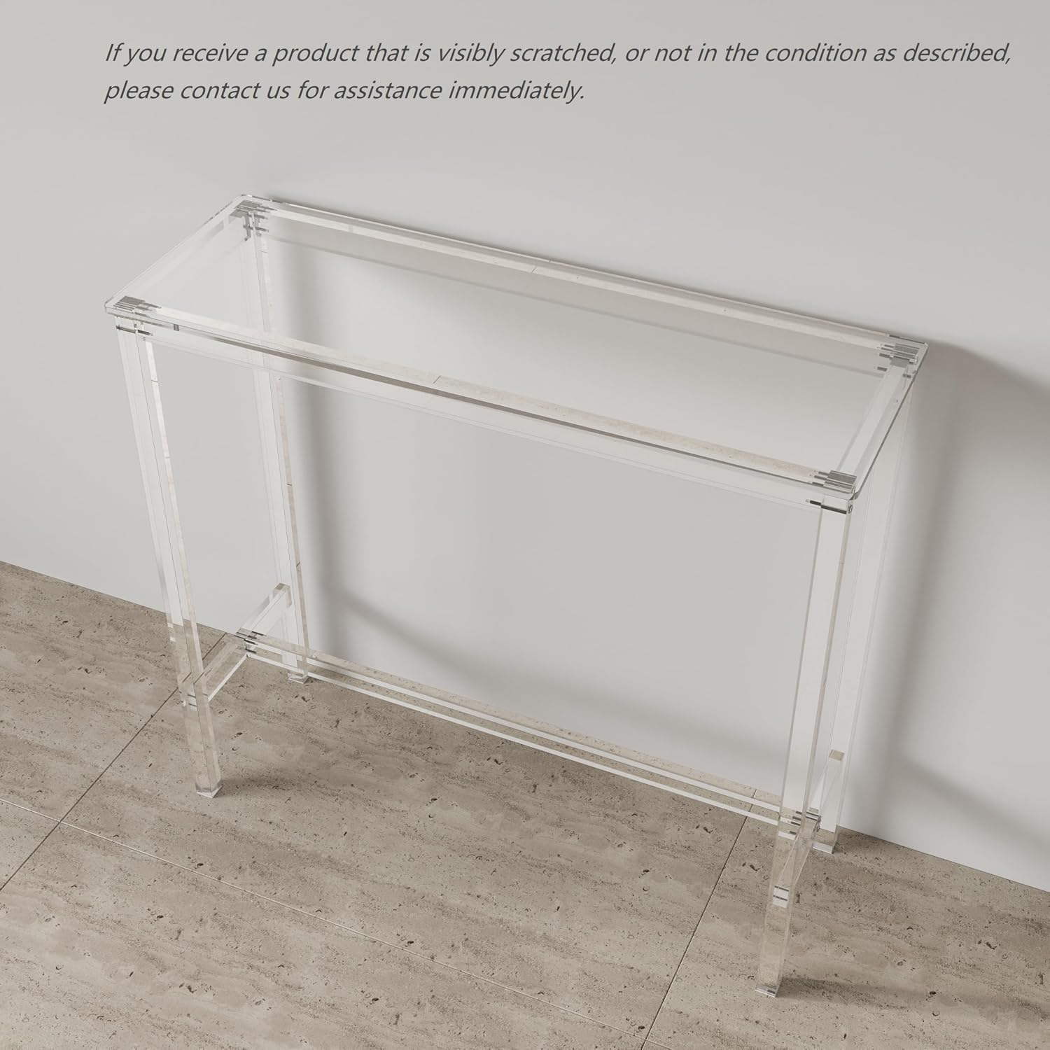 Sumerflos Acrylic Counter Height Table - 39" Clear Bar Table Rectangular High Top Pub Table Kitchen & Dining & Living Room, Indoor & Outdoor Sturdy and Durable, Easy to Assmble