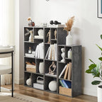 VECELO 42" Contemporary Bookshelf, 7 Cube Organizer Bookcase,Fits Tallest Hardcovers, Horizontal Available,Floor Standing Display,Easy Assembly, Modern Gray
