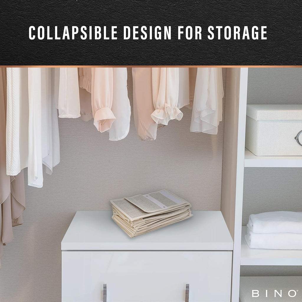 BINO 10-Shelf Shoe Closet Organizer - Beige | Closet Hanging Organizer | Hanging Shoe Rack Storage & Organizer for Bedroom | Hanging Shelves | Portable Closets for Hanging Shoes | Room Essentials