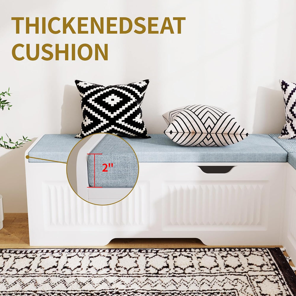 L-Shaped Storage Bench, Corner Bench with Storage,Kitchen Breakfast Nook Benc...