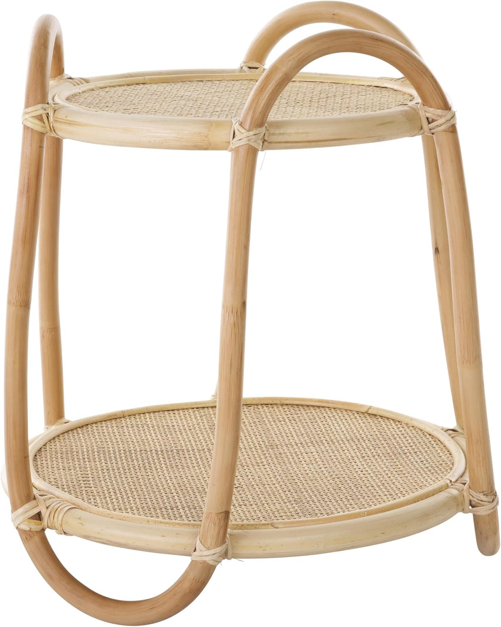 SAFAVIEH Home Collection Althea Boho Tropical Natural Rattan 2-Tier Accent Ta...