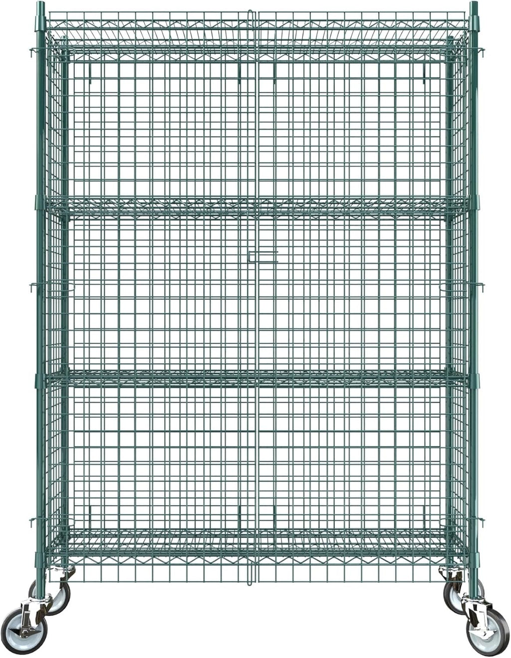 18"x48"x70" Metal Wire Green Security Heavy Duty Commercial NSF Certified Storage Unit | Mobile Wire Security Cage Kit