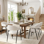 HNY Modern Dining Room Arm Chairs Set of 6, Faux Sherpa Boucle Upholstered Barrel Dining Chairs with Arms Mid-Century White Accent Chair with Metal Legs, Open-Back Kitchen Side Chair for Living Room
