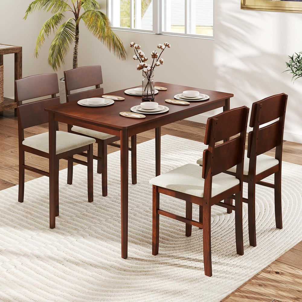 GOFLAME 5-Piece Dining Table Set for 4, Farmhouse Wooden Kitchen Table & ...