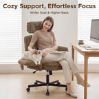 FiveWillowise Criss Cross Chair with Adjustable Arms&Hight Back,Thicken Wide Seat Home Office Chair,Lounge Makeup Vanity Chairs with Side Pockets,Comfy Cross Legged Desk Chair,Chenille Brown