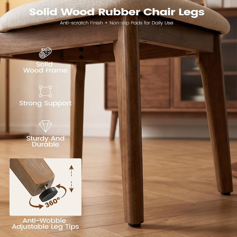 Dining Chairs Set of 6, Solid Rubberwood Kitchen Chairs with Lumbar Support H...