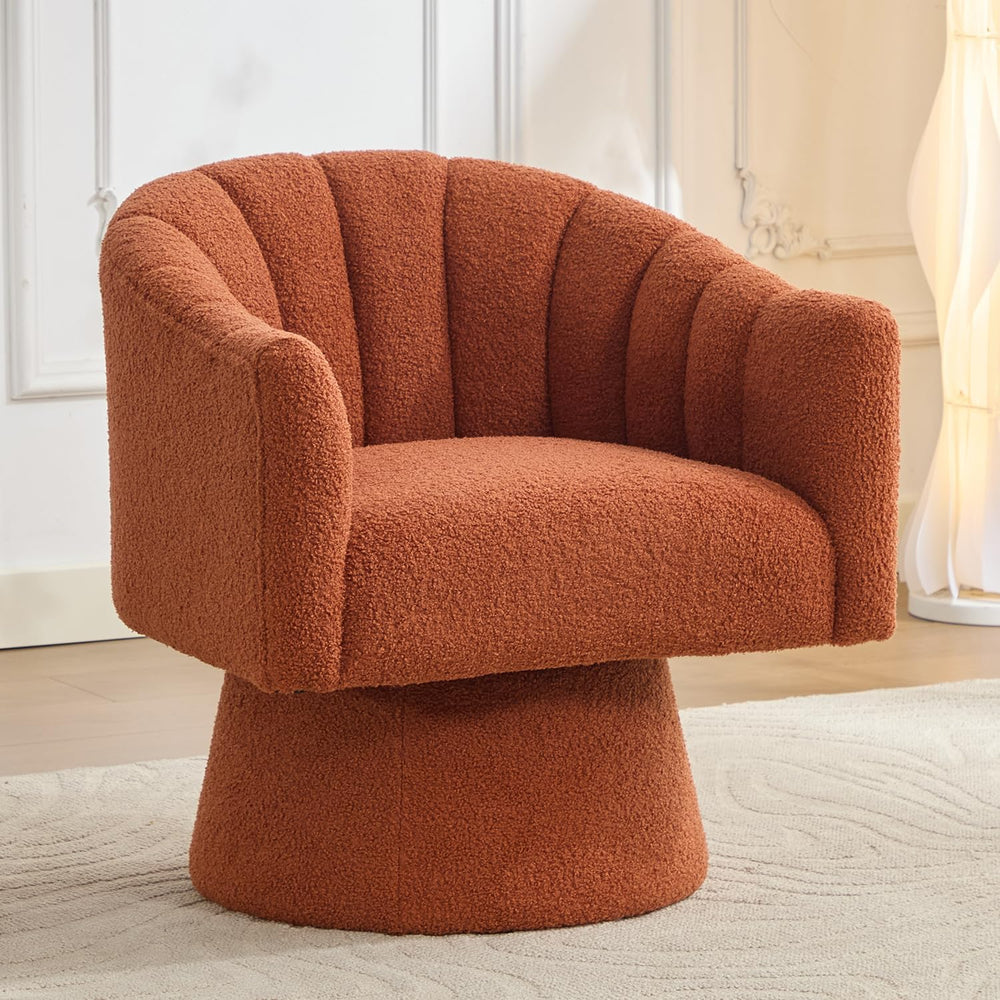 Senyar Swivel Accent Chair, Modern Teddy Barrel Chair for Living Room | Cozy ...