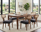 Rattan Dining Chairs Set of 6, Modern Fabric Upholstered Kitchen Chairs, Wooden Dining Room Chair Farmhouse Dinner Chair, Charcoal