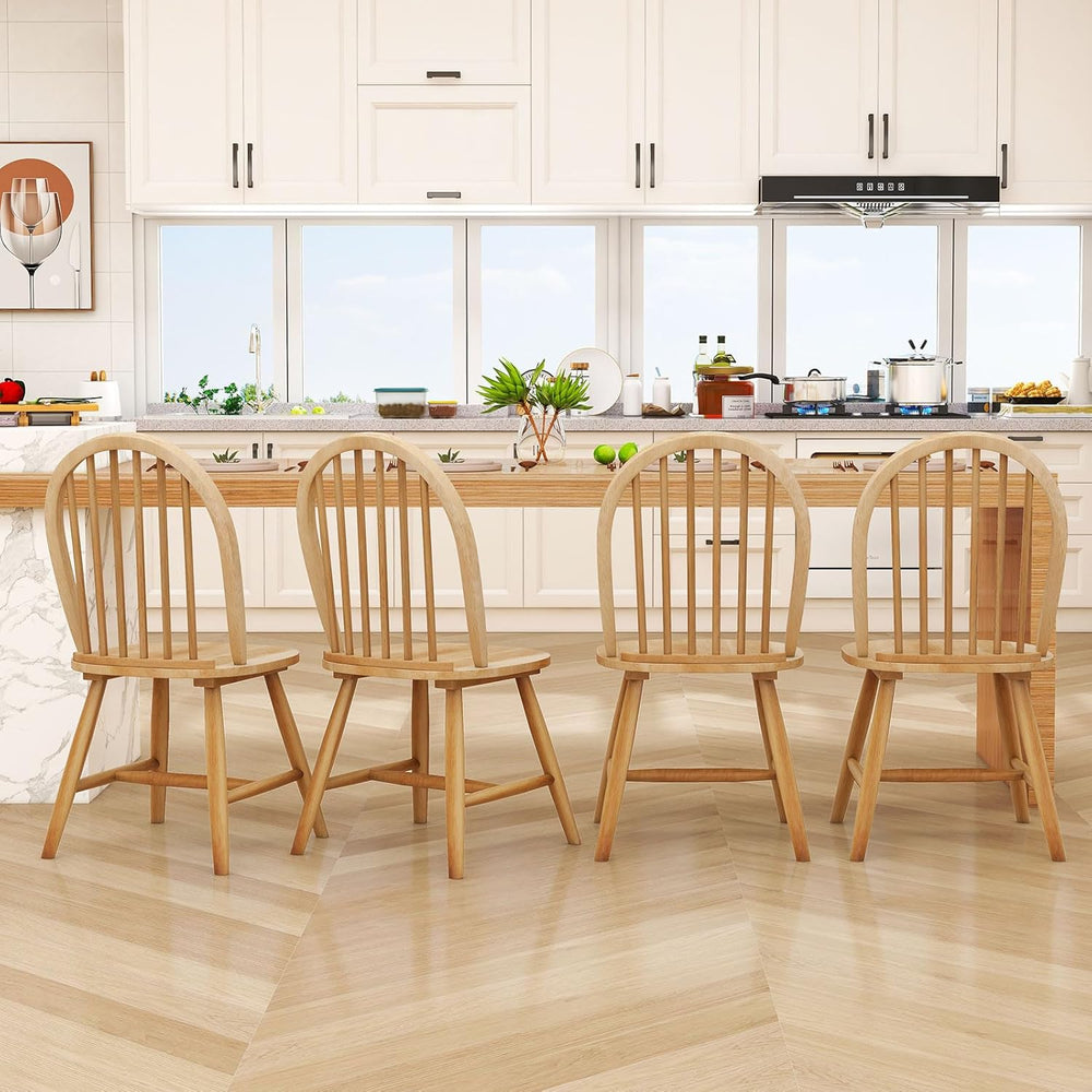 18" Oak Dining Chairs Set of 2, Wood Windsor Chair with Spindle Back for...