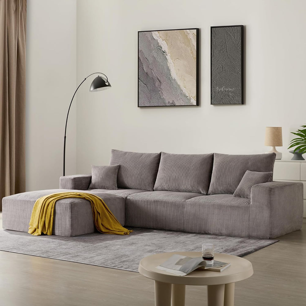 40" Oversized Square Corduroy Ottoman, Large Ottoman Pouf Footstool, Gre...