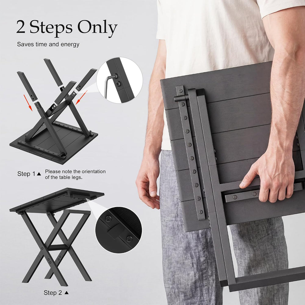 Outdoor Side Table Portable Folding Table Easy to Install,Black