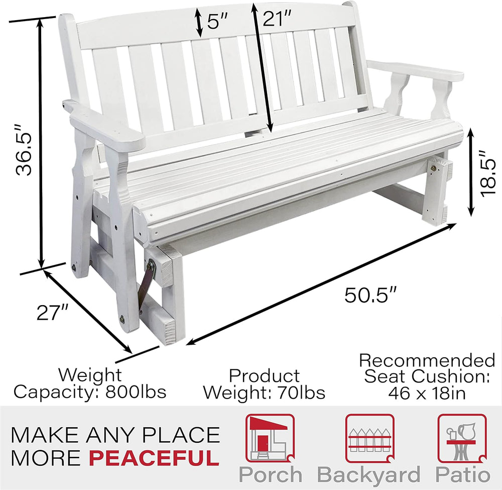 Amish Casual Heavy Duty 800 Lb Mission Pressure Treated Porch Glider (4 Foot,...