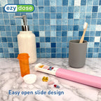 EZY DOSE Slide Pill Organizer, Medication Storage Case with Durable BPA-Free Plastic with Plastic Exterior, Large 7-Day Weekly Compartments, Tablets, Vitamins, Compact, 6.5-Inch, Pink