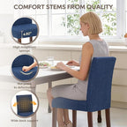 Upholstered Dining Chairs Set of 2 - Line Fabric Modern Farmhouse Kitchen Chairs,Mid-Back Dining Room Chairs with Wooden Legs