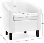 Yaheetech White Accent Chairs Set of 2, Faux Leather Barrel Chairs, Modern Living Room Chairs, Comfy Club Chairs with Sturdy Wood Legs for Bedroom/Reading/Room/Waiting Room, White