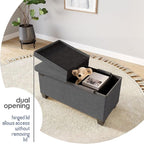 STORAGEBUD Storage Ottoman Bench with Bins, 30-in Storage Bench for Bedroom End of Bed, Folding Foot Rest Ottoman for Living Room Max 660lbs, Fabric Ottomans, Grey