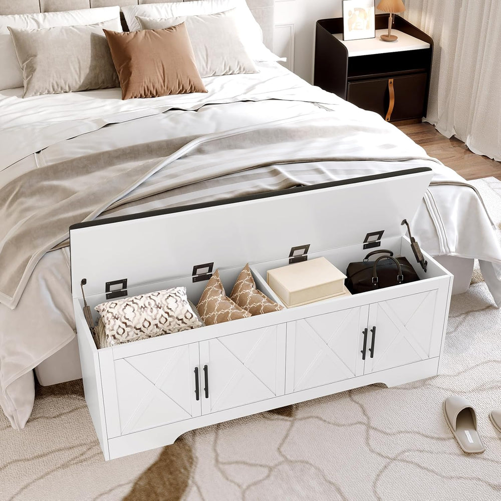DreamDashio Storage Bench with Cushion, 47.2" End of Bed Storage Bench w...