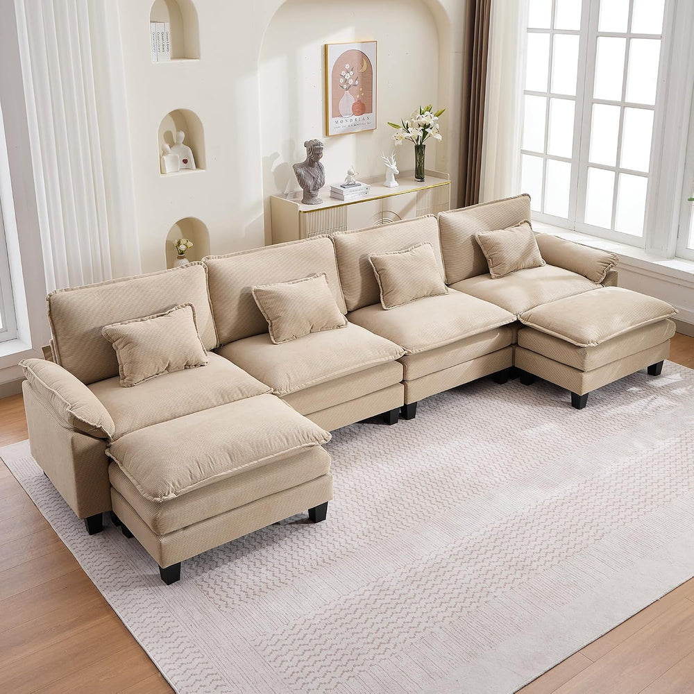 URRED Oversized Modular Sectional Sofa，Solid Khaki：157" U Shaped | Moder...