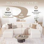 135.4" Cloud Couch Sectional, Modular Sectional Sofa with Deep Seat, Plush Corduroy U Shaped Boneless Couch, Convertible Sectional Couches for Living Room, 6Seat, Beige