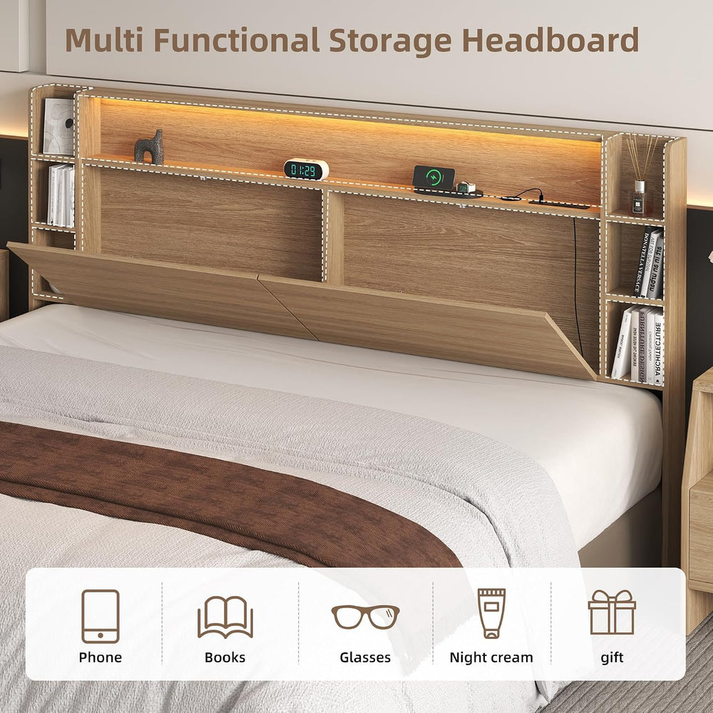 Modern Wooden King Headboard Only with Storage