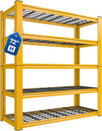 REIBII 72''H Garage Shelving 3010 LBS Storage Shelves Adjustable Metal Shelving 5 Tier Metal Shelves for Storage Industrial Shelf for Kitchen Pantry Warehouse Basement 72" H X 35.5" W X 16" D