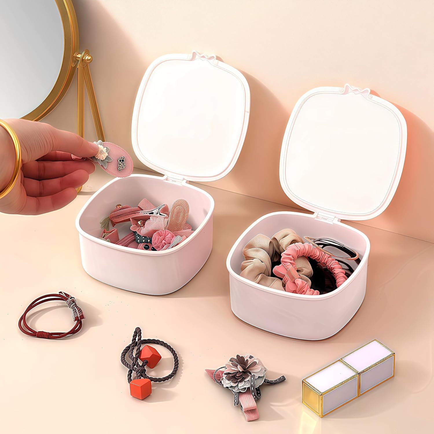 Small Hair Accessories Organizer Box For Girls Kids Teens Women, Hair clips/Ties/bands/pins/barrettes/scrunchies Organizer and Storage! (Sea Otter)