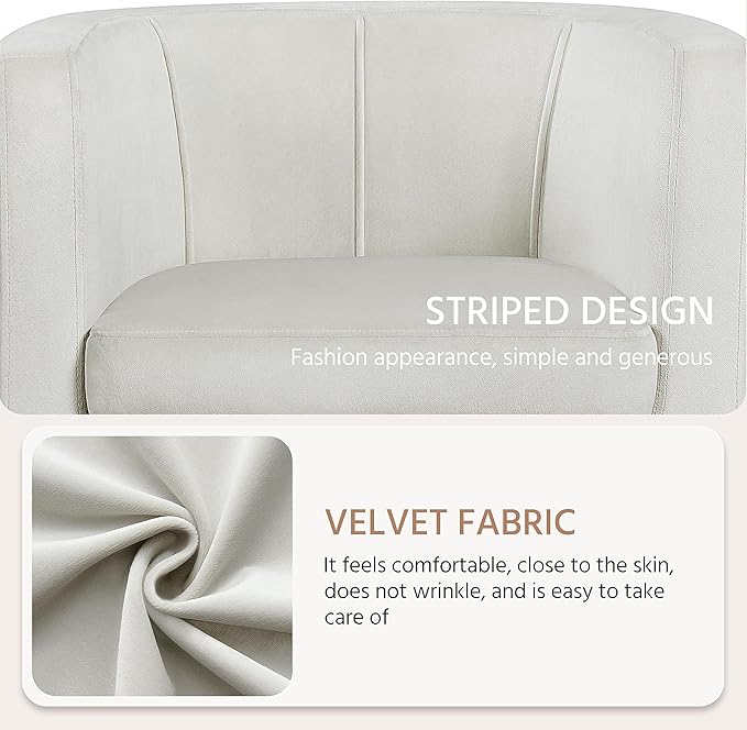 Yaheetech Velvet Accent Chair, Modern and Comfortable Armchairs, Upholstered Barrel Sofa Chair for Living Room Bedroom Waiting Room, Beige, 2pcs