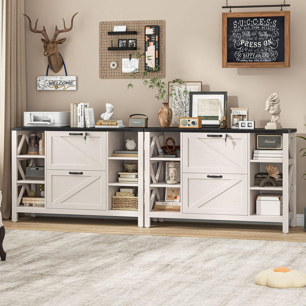 Vabches File Cabinet with 2 Drawers, Farmhouse Lateral File Cabinet Fits File...