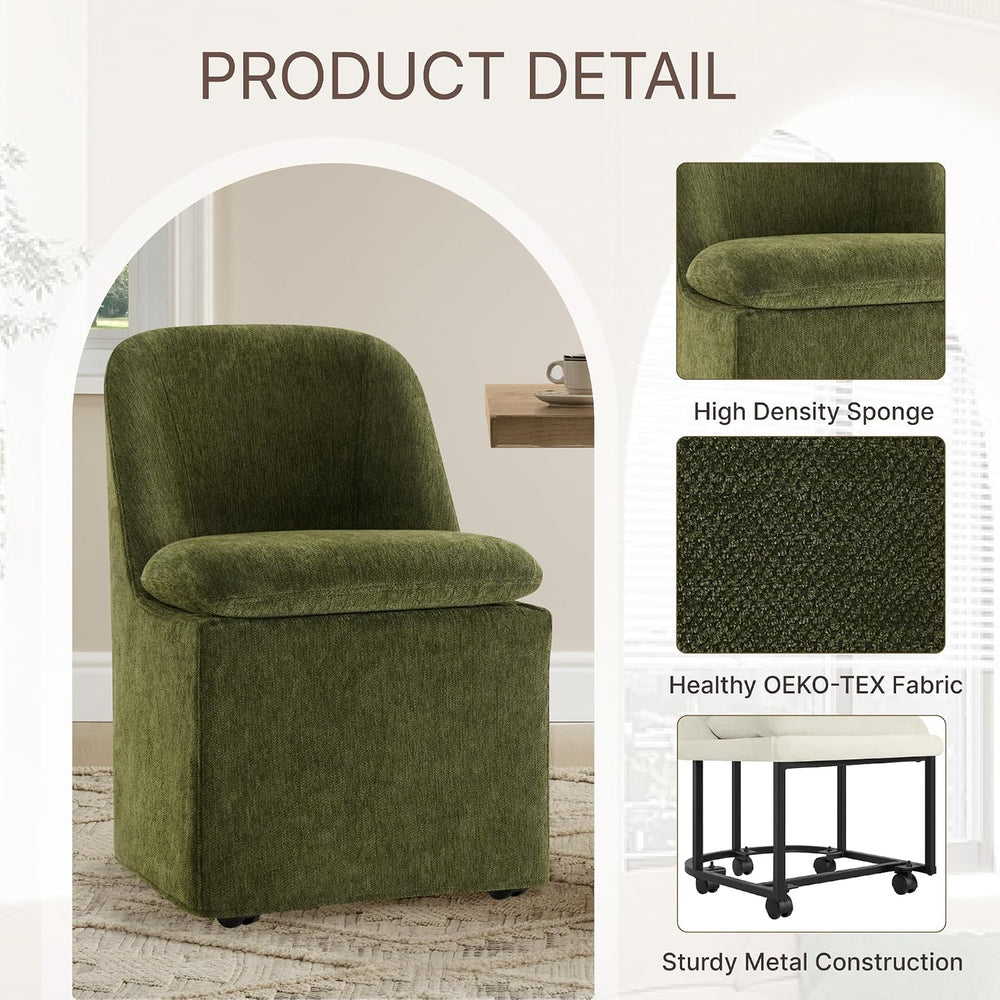 KISLOT Upholstered Dining Chairs Set of 2 with Hidden Casters, Modern Kitchen...