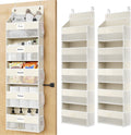 Over The Door Organizer Hanging, 2 Pack 5 Shelf Behind The Doors Storage, Pantry Door Organizer, Closet Organizers for Bedroom and Nursery (Beige)