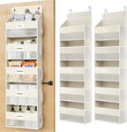 Over The Door Organizer Hanging, 2 Pack 5 Shelf Behind The Doors Storage, Pantry Door Organizer, Closet Organizers for Bedroom and Nursery (Beige)