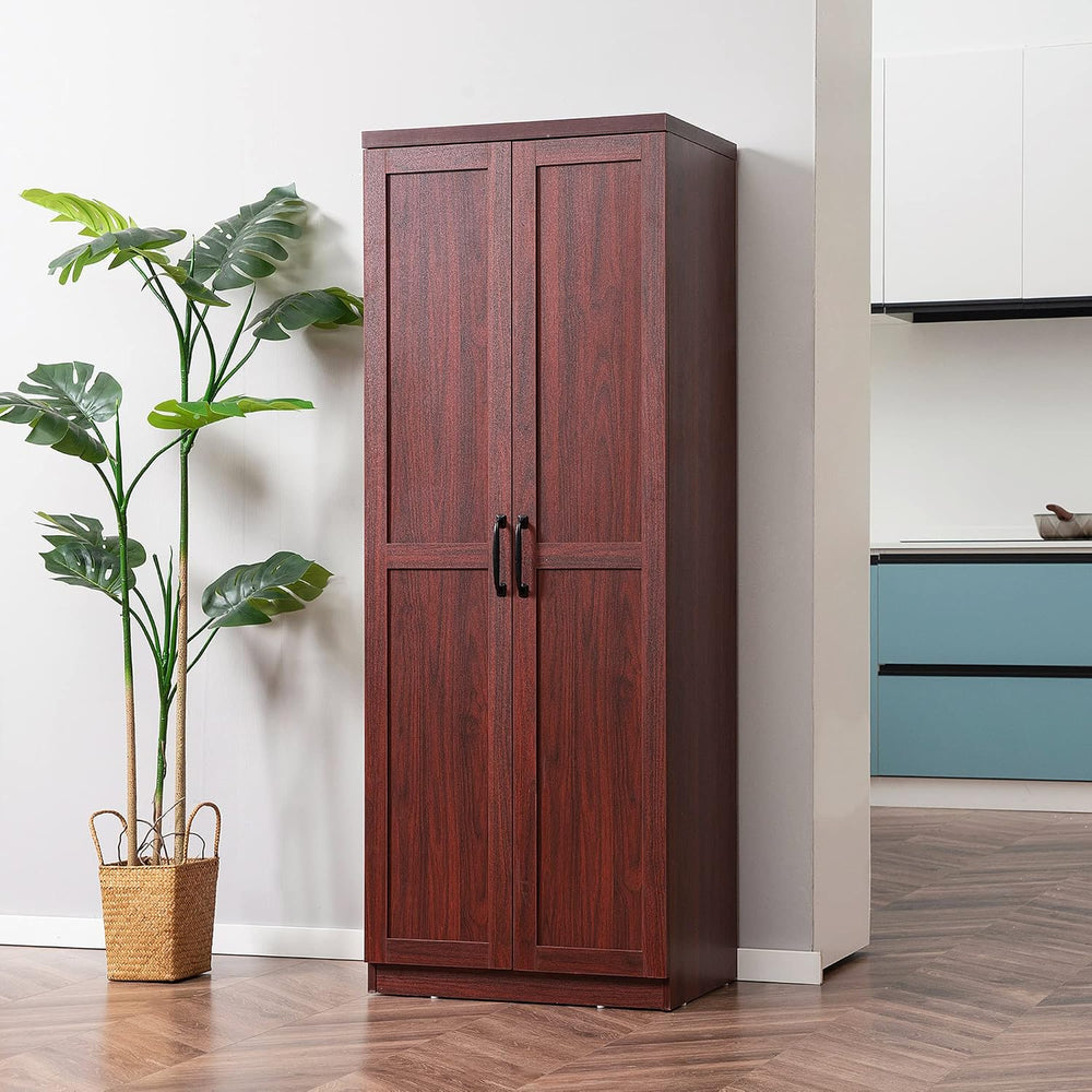 HOMCOM 63" 2-Door Kitchen Pantry 5-Tier Espresso | Freestanding Storage ...