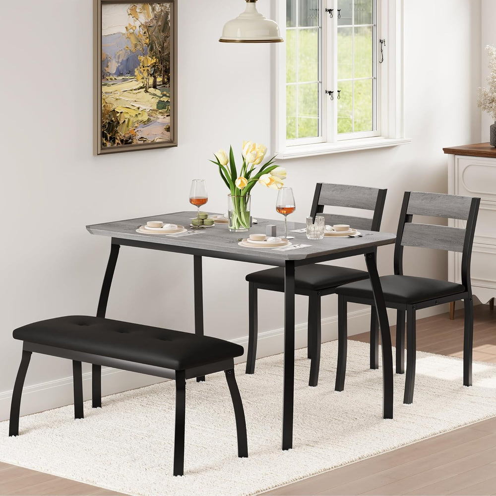 IDEALHOUSE 43'' Dining Table Set for 4, Wooden Kitchen Table with Uph...
