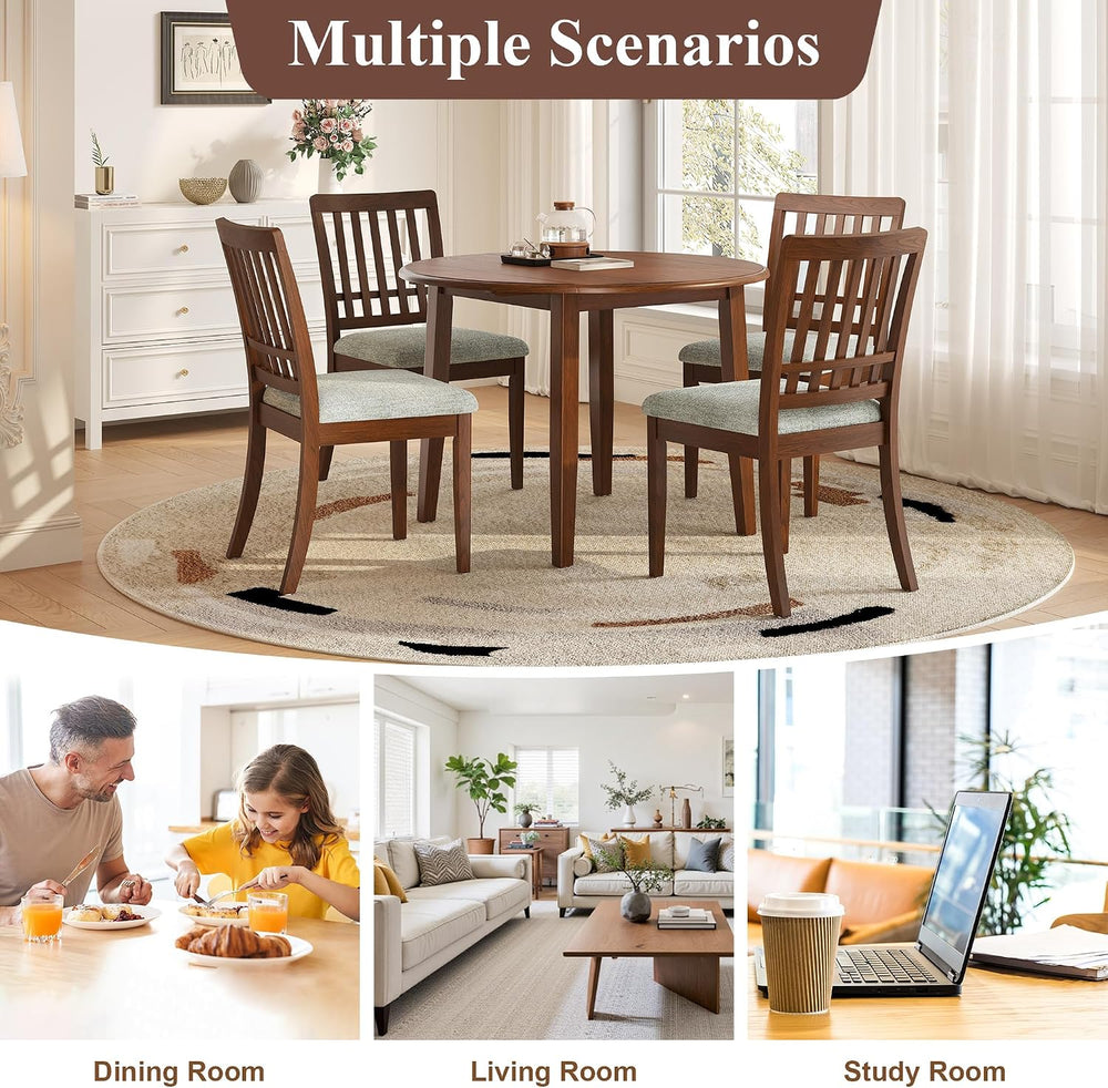 P PURLOVE 3 Piece Round Dining Set for 2, Folding Wood Table (Brown)