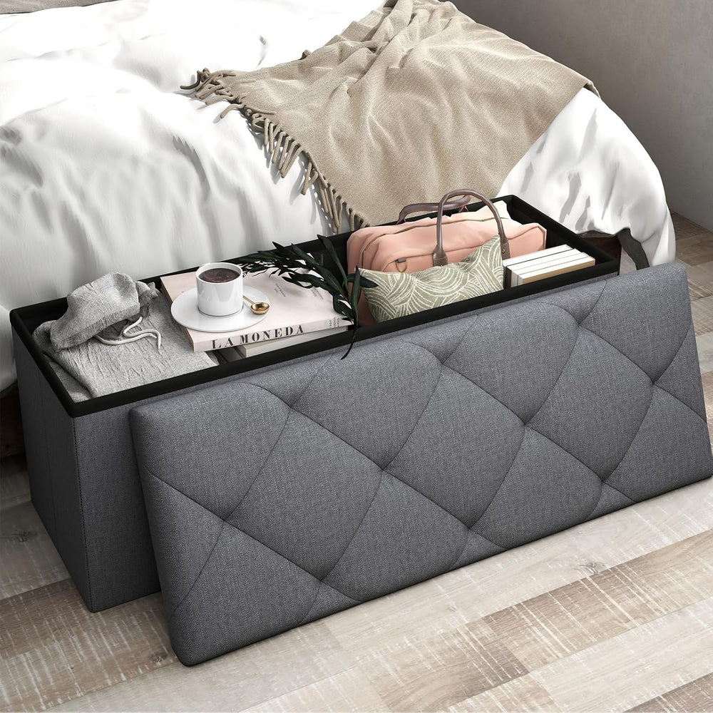 Folding Ottoman with Storage Bench,Storage Ottoman Bench,30 Inches Ottoman Fo...