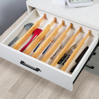 VaeFae 6-Pack Adjustable Bamboo Drawer Dividers, Expandable Drawer Organizer for Kitchen Utensils, Clothes, Bathroom, Office – Fits Drawer Interiors 16.6" to 21.8"