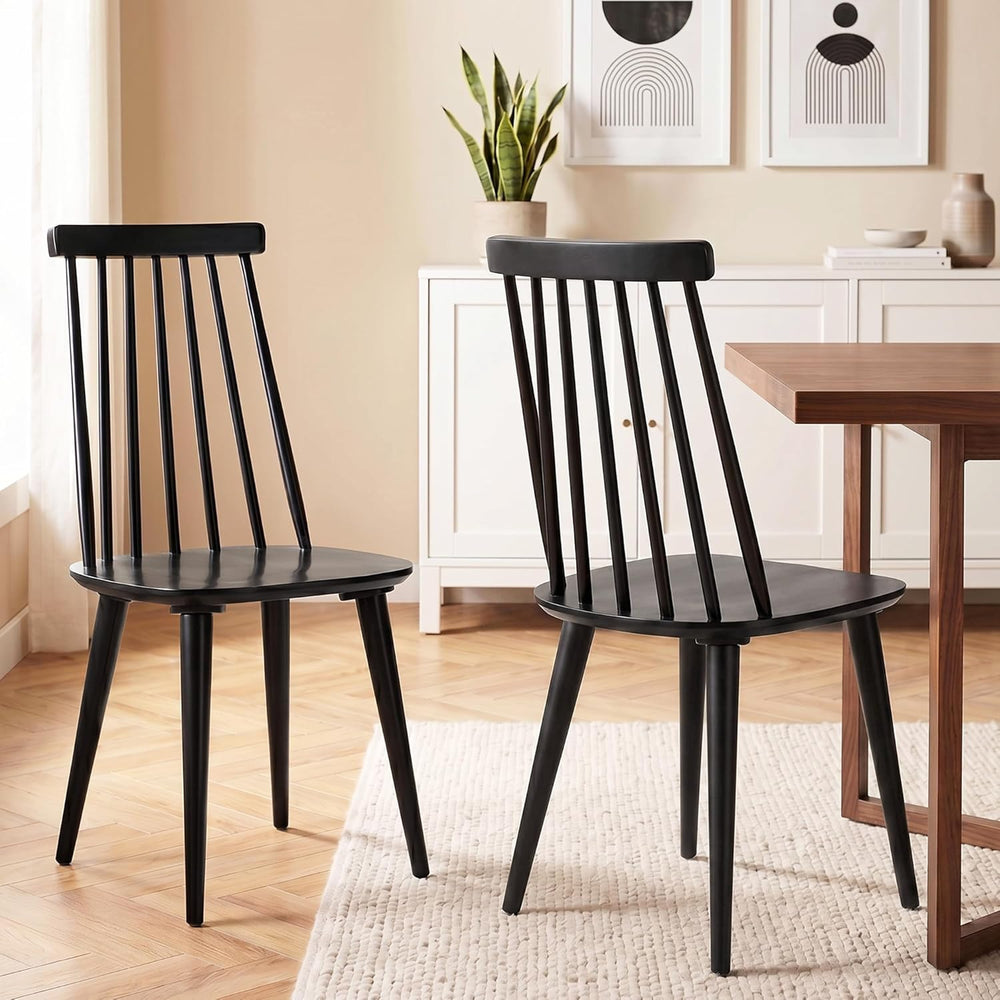 DUHOME Dining Chairs Set of 2 Wood Dining Room Chair Black Spindle Side Kitch...