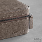 TAWBURY Watch Case - 6 Slot Genuine Top-Grain Leather Watch Box for Men & Women with Extra Wide Pillows for Large Watches - Portable Wristwatch Storage for Home & Travel (Taupe)