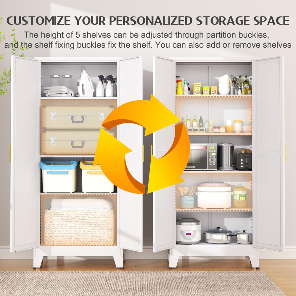 GAIOUS 75.2" Tall Kitchen Pantry Storage Cabinet, Metal File Cabinet wit...